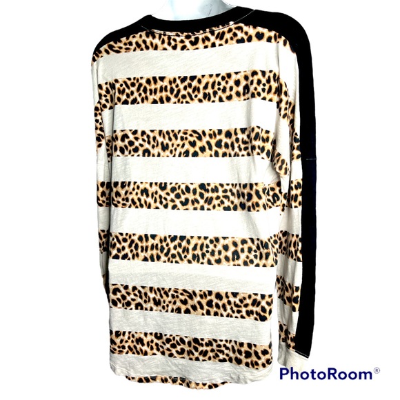 VS PINK Cheetah Print Striped Long Sleeve - Picture 2 of 3